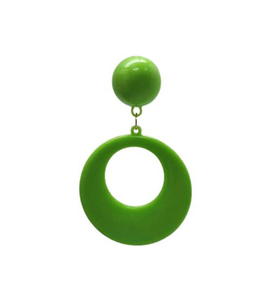 Plastic Flamenco Earrings. Medium Hoop. Pistachio Green